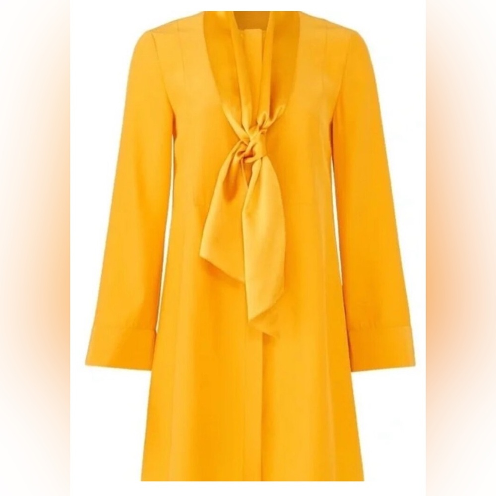 Tory Burch Golden Crest Sophia Silk Dress‎ Long Sleeve Sz 14 Minimalist Feminine - Picture 10 of 10